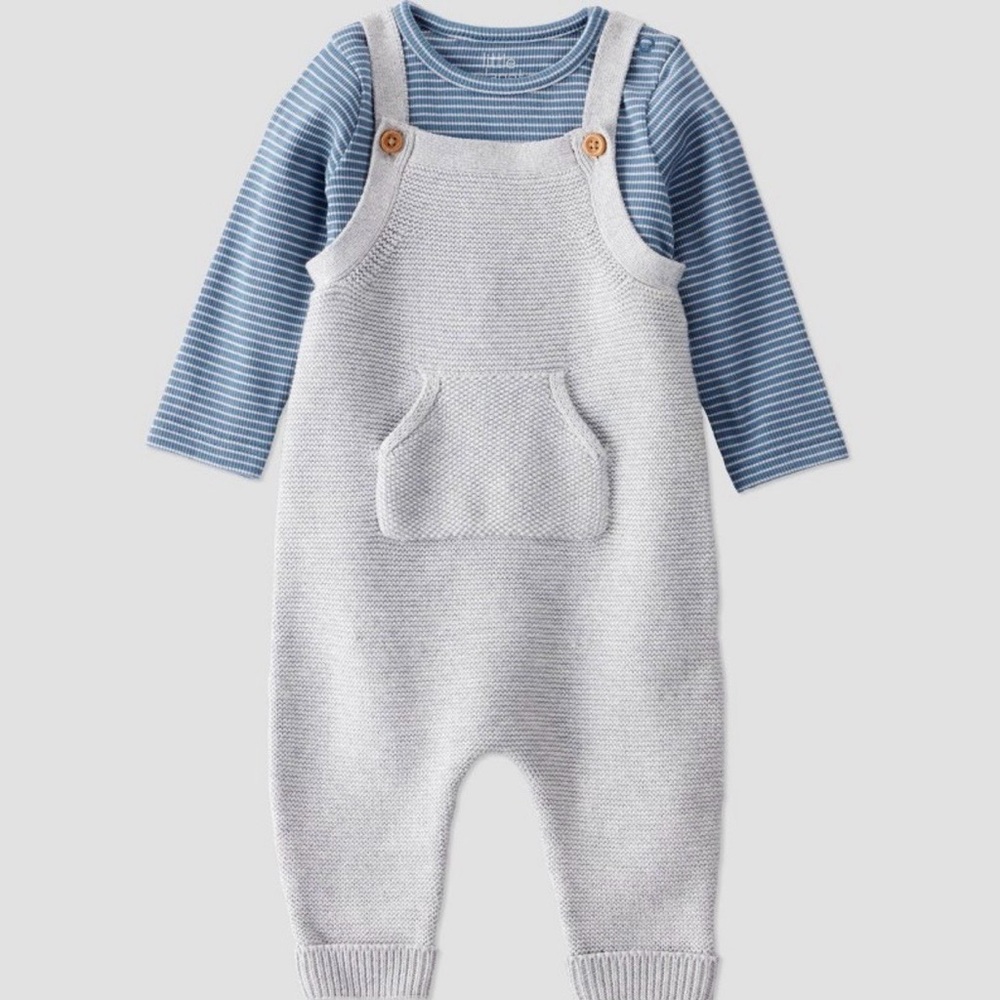 Baby Gray Knit Overalls, size 6 months NWT